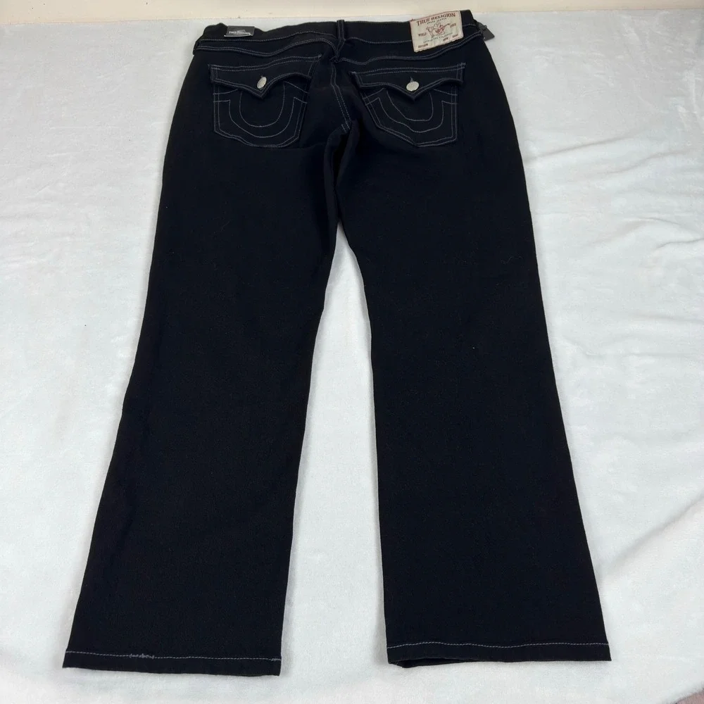 True Religion Ricky Flap SN Black Jeans Mens 34x32 (36 waist) Straight Leg NEW